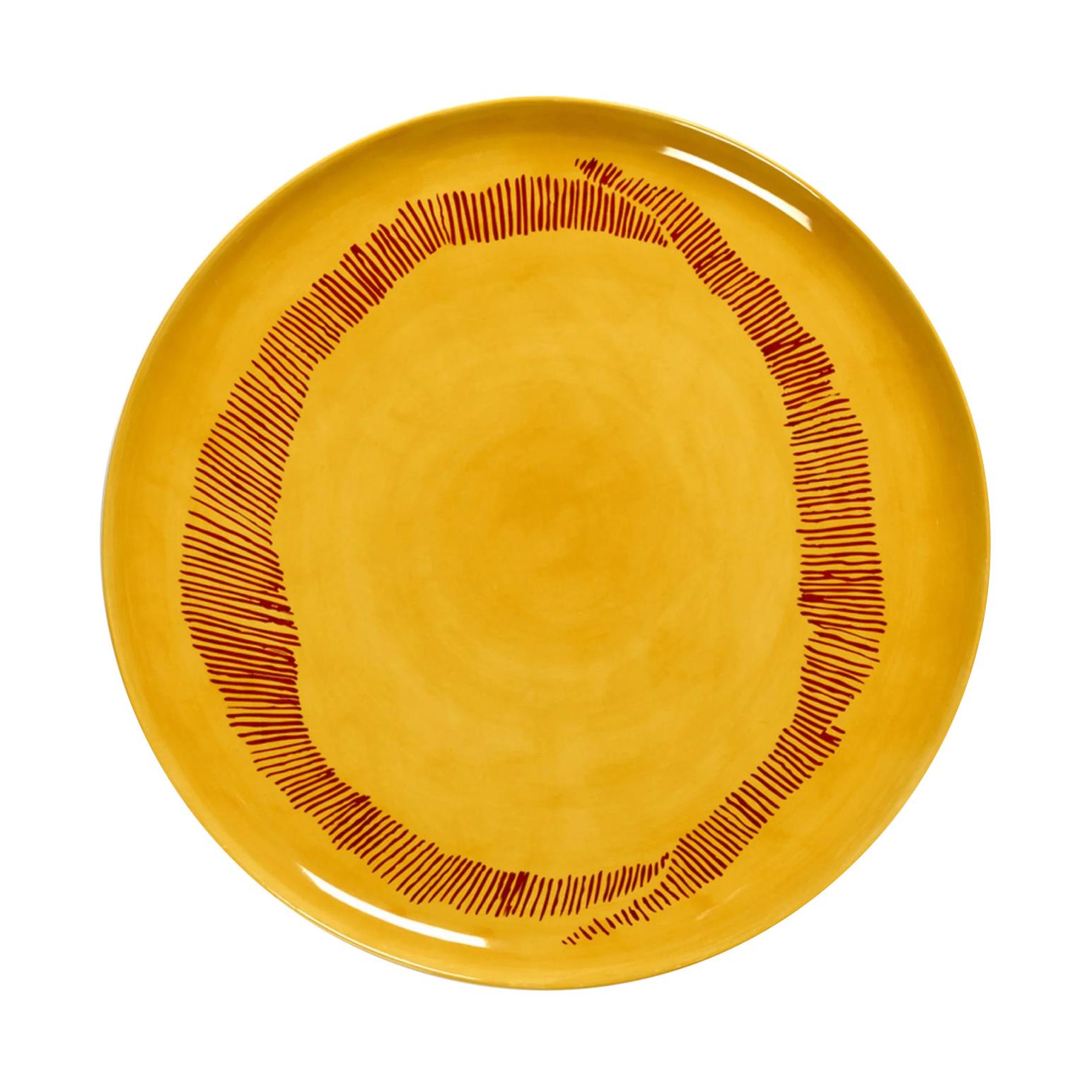 Ottolenghi Feast Serving Plate Sunny Yellow Swirl Stripes Red